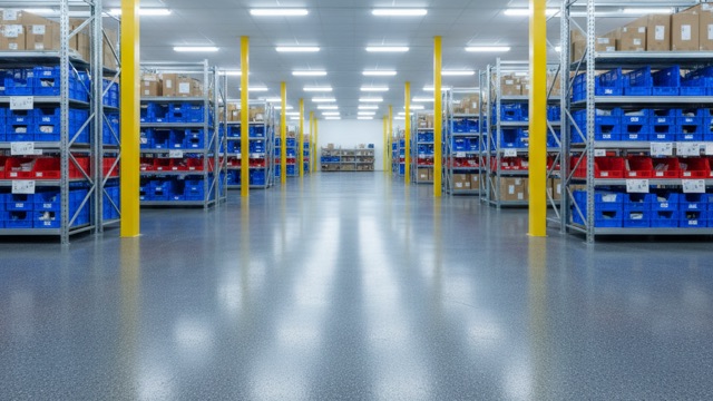 Light industrial floor with high-build epoxy in a North Bay shop